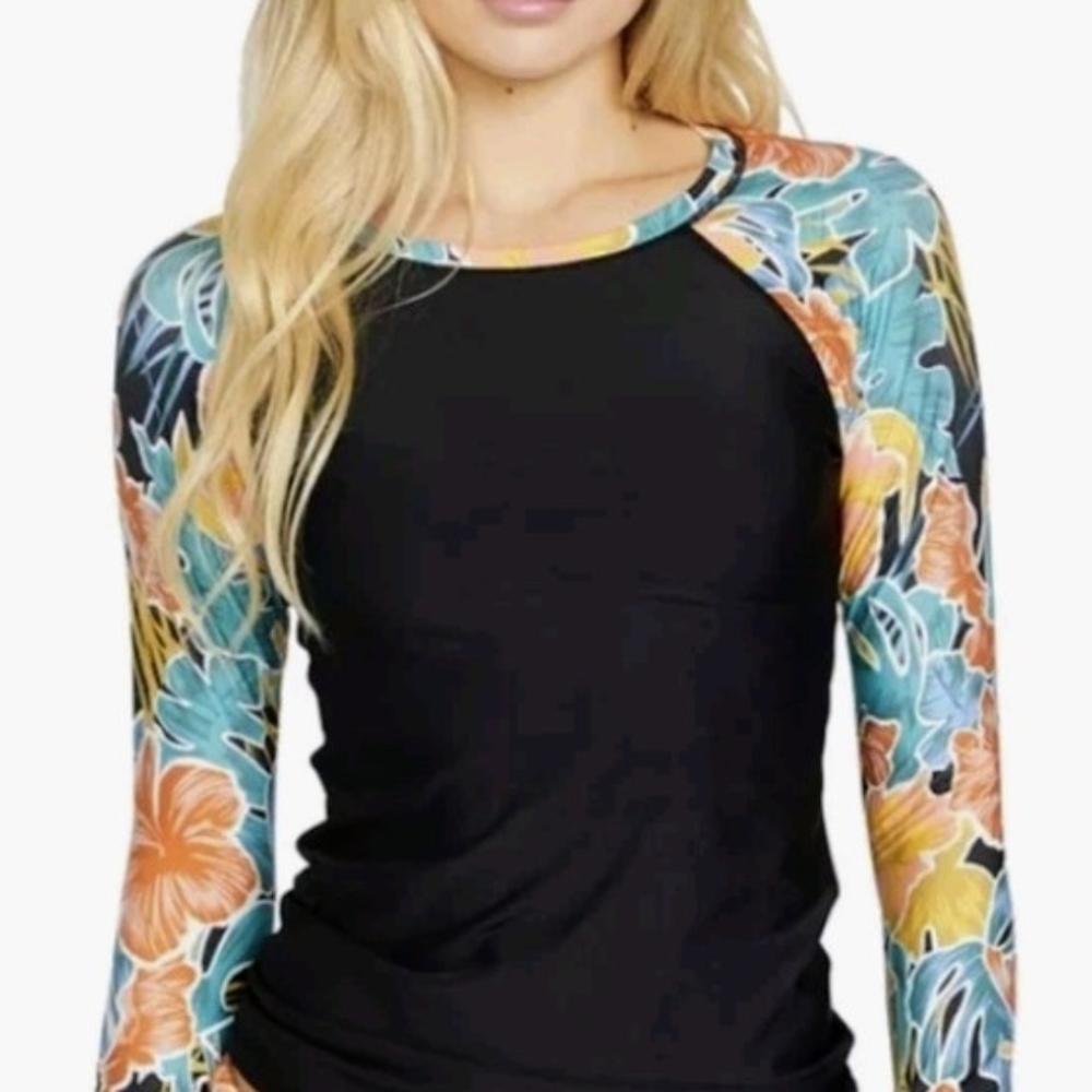 Volcom Black Floral Long Sleeve Top